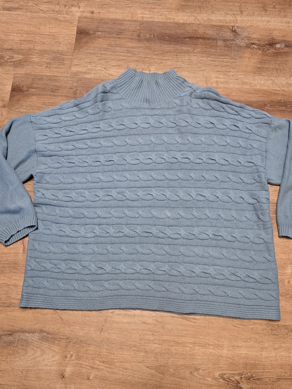 J. Jill Light Blue Gray Cable-Knit Mock Neck Sweater 2x